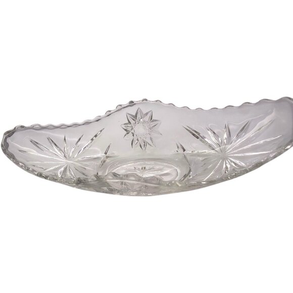 VINTAGE ANCHOR HOCKING STAR OF DAVID GONDOLA BOAT DISH 9-1/4” CLEAR GLASS - Picture 3 of 6